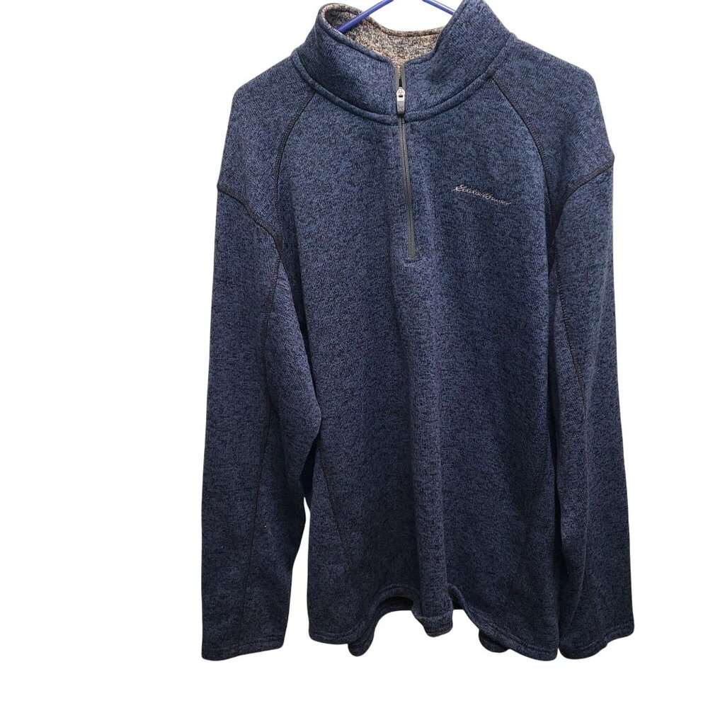 Eddie Bauer Quarter Zip Blue Collared Sweater Sweat Shirt Size 2XL
